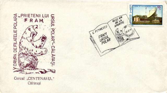 Romania Arctic pr.cover Fram-Expedition and ice bear sp.c. Calarasi 25.12.1977