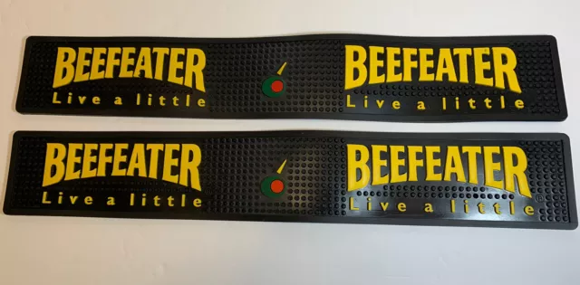 (2) Beefeater Gin Rubber Bar DRIP MATS Spill Guard Man Cave Drip Mat Rail Runner