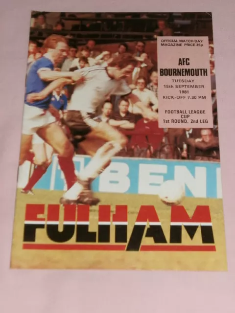 Football Programme - Lc 1St - Fulham V Afc Bournemouth - Sept 15 1981
