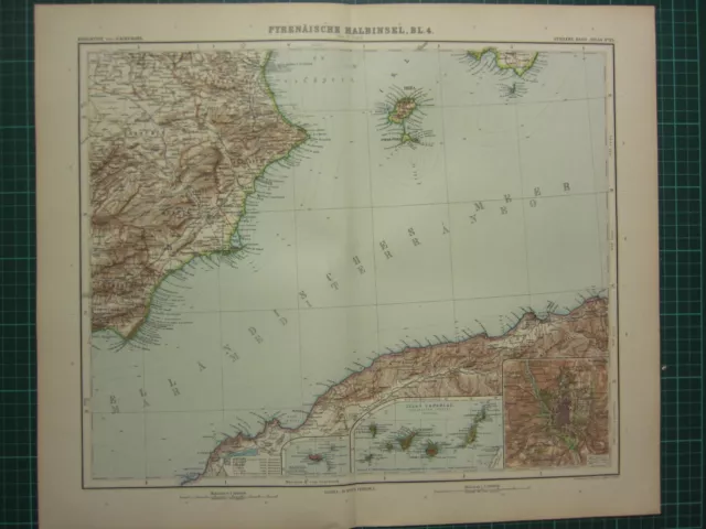 1907 Dated Map ~ Spain South East Section ~ Ibiza Madrid City Plan Environs