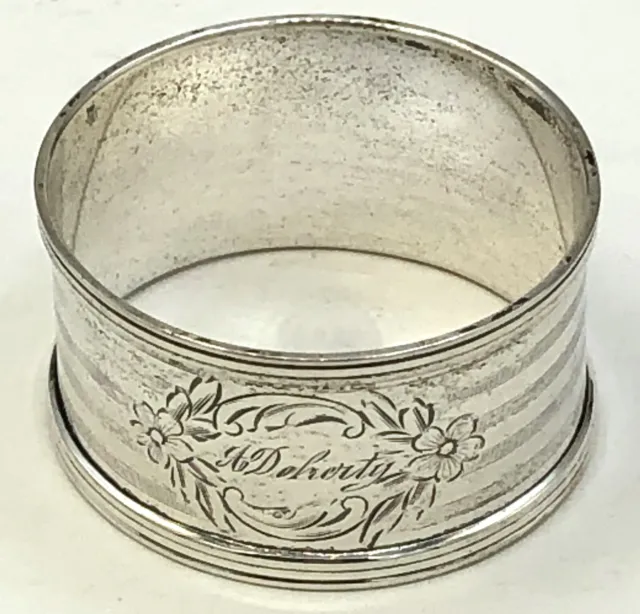 Webster Sterling Silver Napkin Ring 1" wide, monogrammed