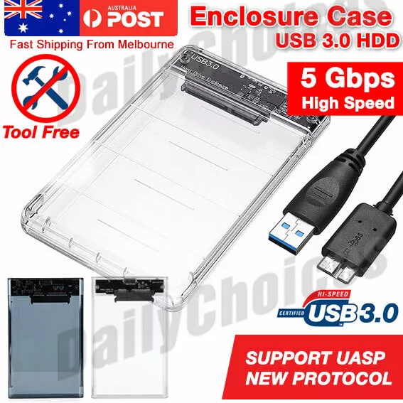 USB 3.0 Hard Drive 2.5" SATA HDD SSD External Slim Enclosure Case AU