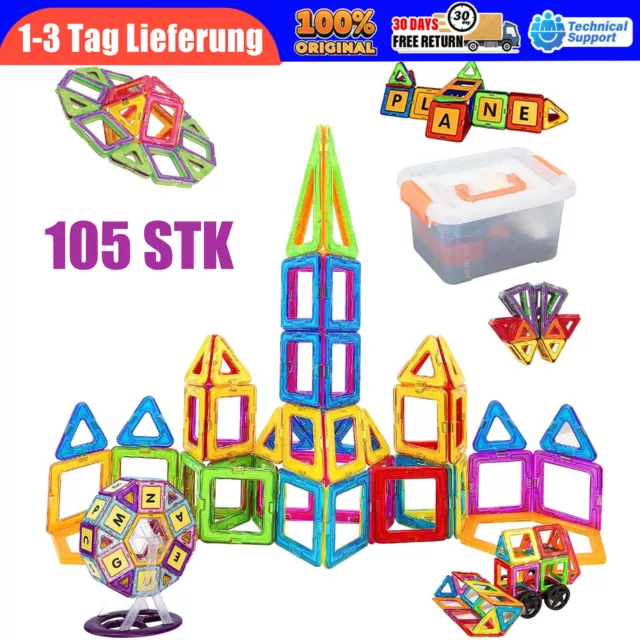 105 Blocks Magnetic Building Magnetische Bausteine Blöcke für 3+Jahre alt Kinder