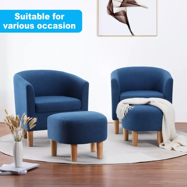 Set of 2 Modern Accent Barrel Chair w/Footrest Upholstered Club Tub Armchair Set of 2 Modern Accent Barrel Chair w/Footrest Upholstered Club Tub Armchair