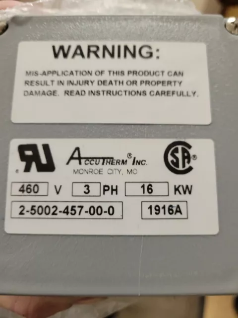 AccuTherm Electrovert 2-5002-457-00-0 Aquastorm 200 Heating Element