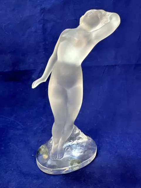 Lalique Frosted Crystal "Danseur" Nude Female Figurine Vintage Excellent