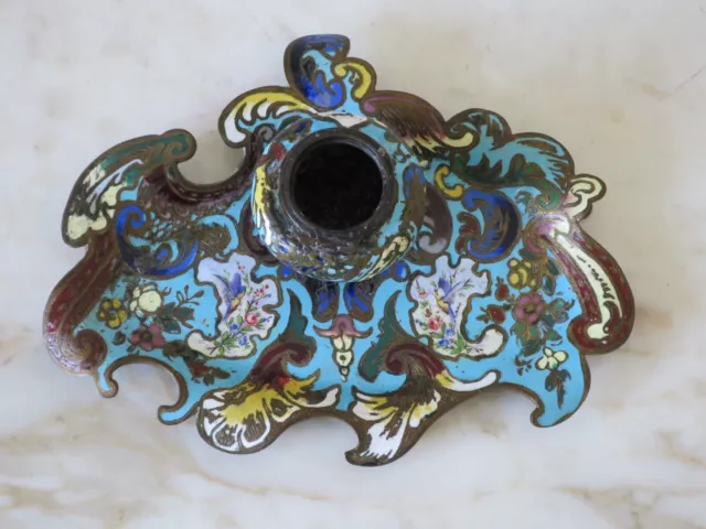 Encrier Art Nouveau En Emaux Cloisonnés