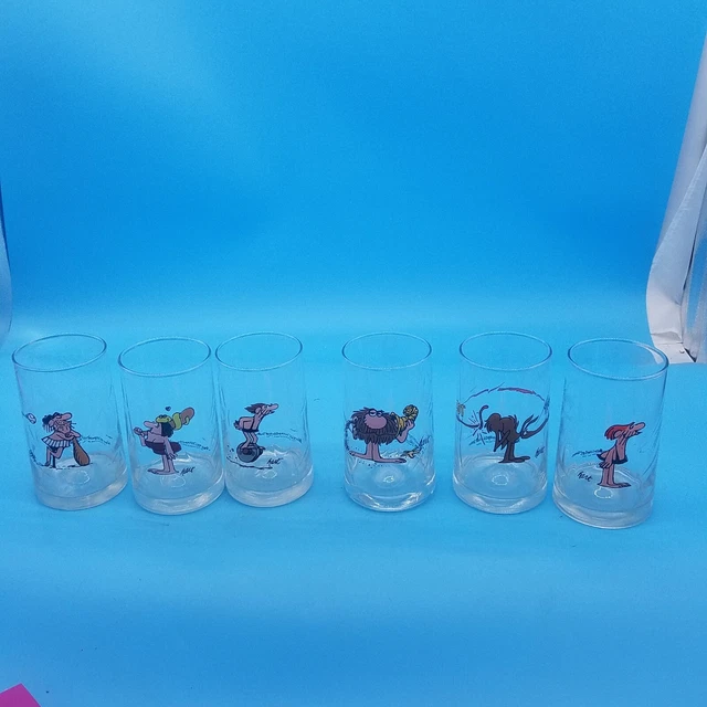 Set of 6 Vintage Arby's B.C. Ice Age Collector Series Glasses 1981