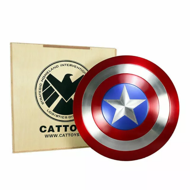 CATTOYZ 1:1 Avengers Captain America Shield Alloy Metal Version with Wooden Box 2