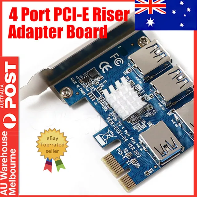 USB 3.0 PCI-E PCIe Riser Adapter Rabbet EXPRESS GPU Board PCI-E 1to4 4 x Ports