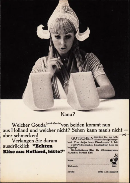 3w2508/ Alte Reklame von 1968 - Echter Käse aus Holland.