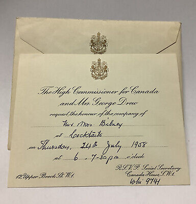 The High Commissioner For Canada Honour Invitation Card