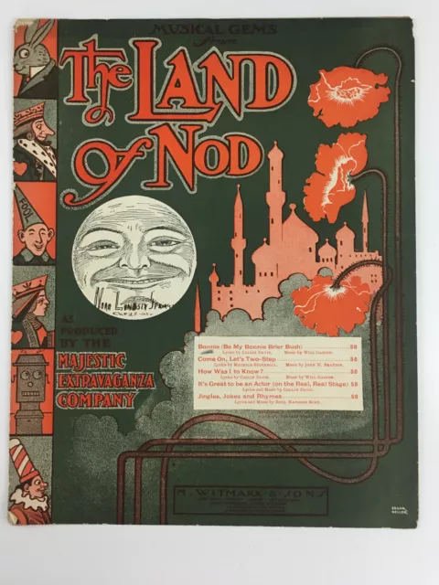 Bonnie Land Of Nod Will Gaston Sheet Music 1905 Piano Witmark Antique Vintage