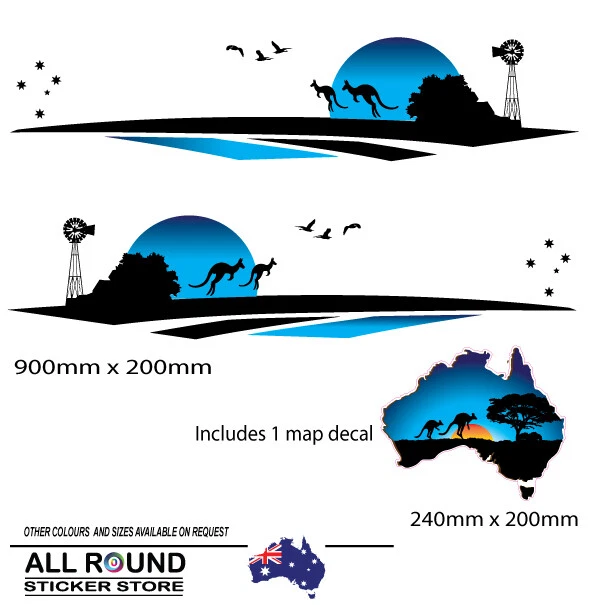 KANGAROO Glossy Vinyl Stripe Decal For Vehicle, Boat, RV, Campervan - Multicolor, Self-Adhesive