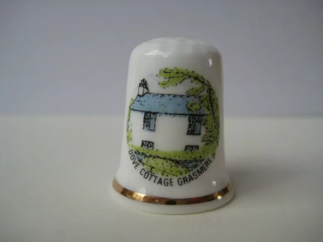 Vintage decorative porcelain thimble, Dove Cottage Grasmere, Bone China, England