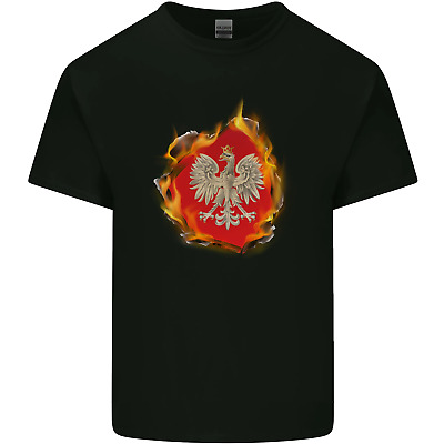 La bandiera polacca di incendio effetto Polonia Da Uomo Cotone T-Shirt Tee Top