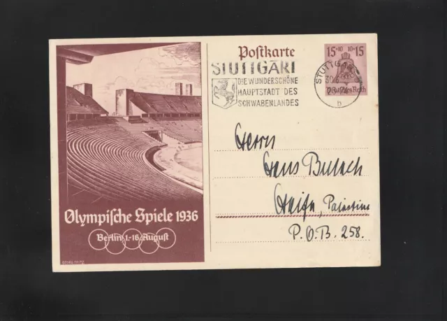 Dt.Reich, Olympia GA 1936 nach Palestina aus Stuttgart
