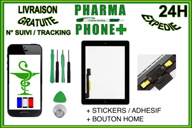 Front Digitizer Touch Screen + Home Button + Stickers Ipad 4 Black - Tools