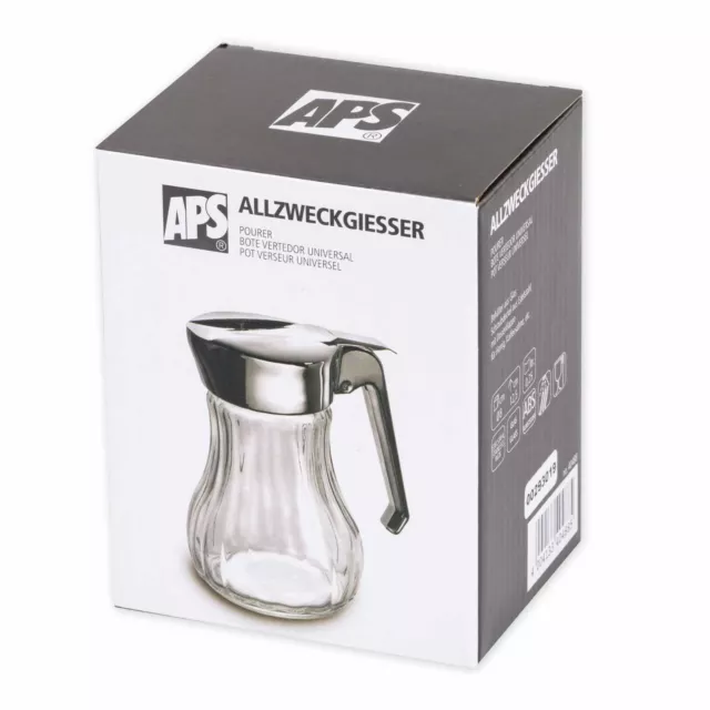 Allzweckgießer Glas APS 250 ml 8 cm Zuckerdosierer Zuckerspender Dosierer NEU 2