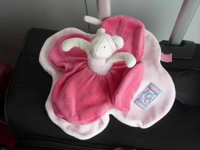 doudou plat rond souris LILA  PATACHON  ROSE FUSHIA COM 9