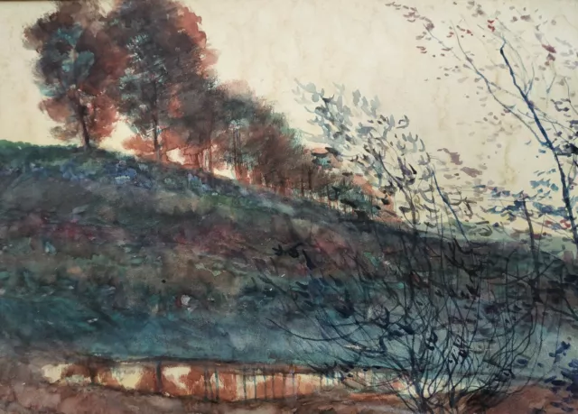 IVAN  KOWALSKI - Belle Aquarelle de Paysage  - Datée 1905 - 34 cm x 19 cm 3