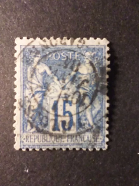 FRANCE timbre CLASSIQUE 15 c. bleu, type Sage, oblitéré, cancel OLD STAMP LOT 04