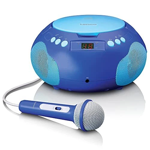 LENCO SCD620BU CHILDREN'S CD Player Radio Microphone Aux Input Blue