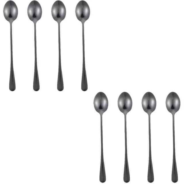 8 cucharas de sopa cuchara de café helado juego de cucharas de acero inoxidable mango largo
