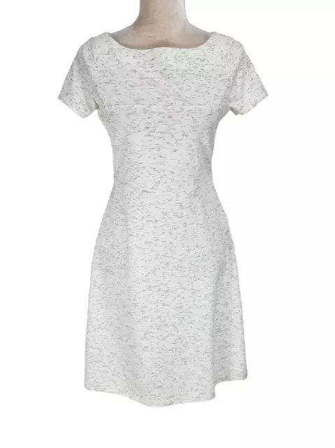 IVANKA TRUMP Women Size 6 Sheath Mini Dress Ivory Gray Crew Neck Short Sleeve