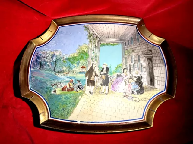 Beautiful Stella Evans Hand Painted George Washington Mt. Vernon Porcelain Tray