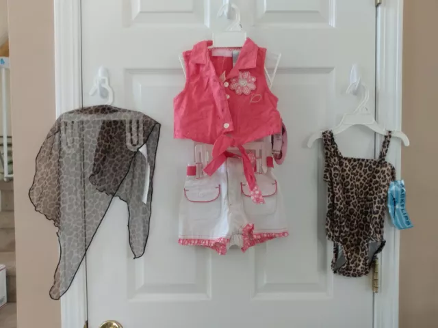 Leopard Swimsuit & Wrap 3T - Eyelet Pink Daisy Belly Top & Short Set 2T - NWT