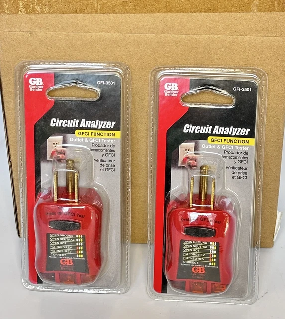 2 GB GFI-3501 GFI Function Outlet GFCI Tester Circuit Analyzer 3 View Indicator
