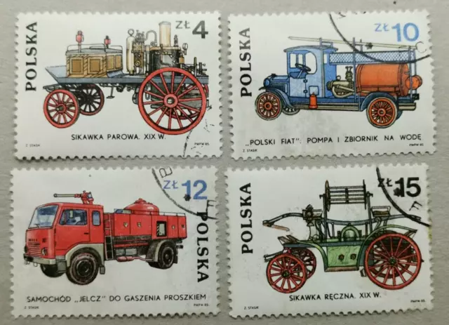Vintage Stamp Set Fire-brigade | Trucks 1985 POLAND (917E)