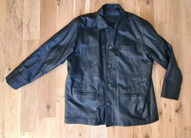 Mens Genuine Leather Jacket Black Union River Size XL Excellent Condition