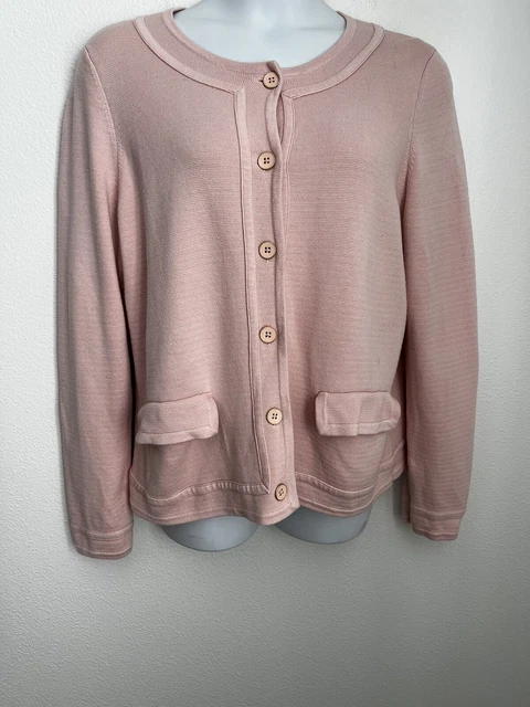 Talbots Women’s Button Front Cardigan Sweater Jacket Pink Barbie Size 2X Cotton