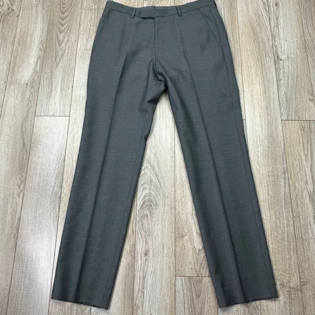 Hugo Boss dress pants mens 30 R Charcoal Gray Flat Pleated Trousers