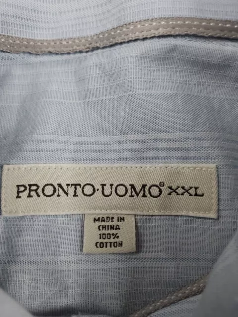 PRONTO-UOMO LONG SLEEVE Button Down Shirt Light Blue with White Stripes ...