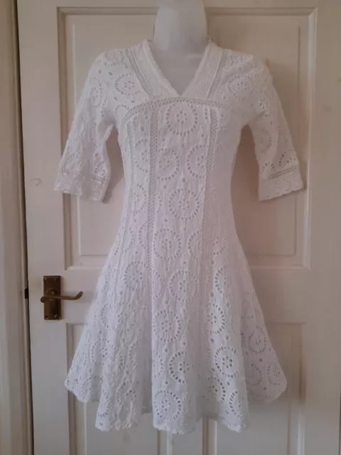 Thousand Island City Beautiful White Cotton Crochet Lace Dress Size S