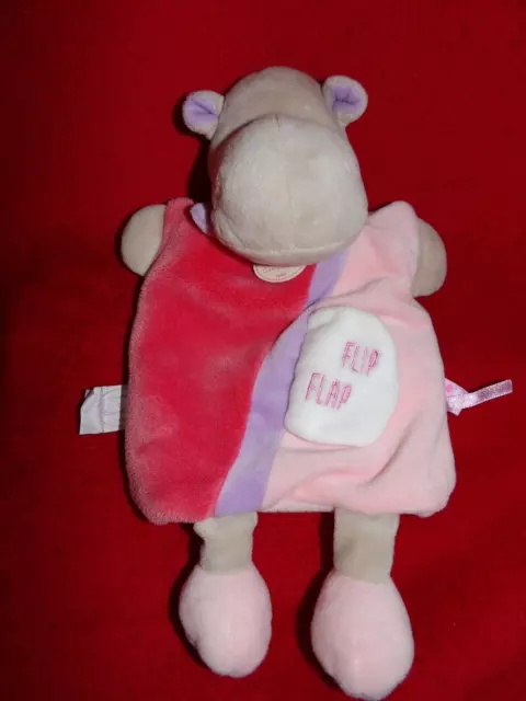 Doudou Marionnette Doudou et Compagnie Hippopotame Gris Rose Violet FLIP FLAP