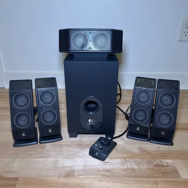 Logitech X-540 5.1 Surround Sound Speaker System with Subwoofer Tested Works!
