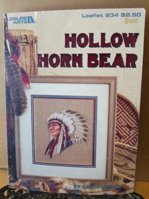HOLLOW HORN BEAR Cross Stitch PATTERN Native American Indian Chief in Headdress 2