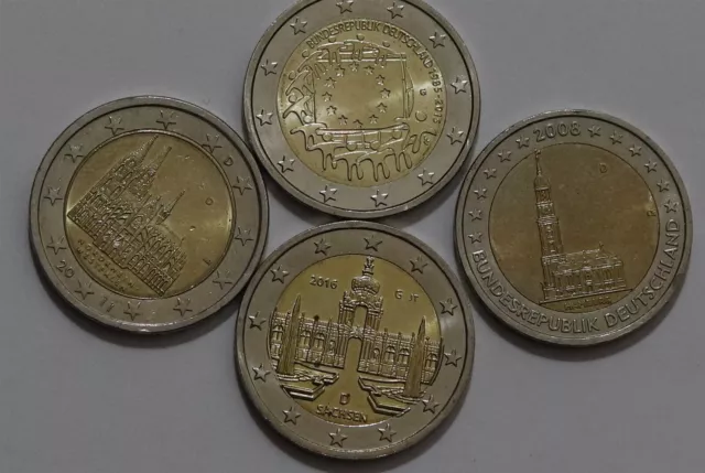 🧭 🇩🇪 Germany 2 Euro - 4 Commemorative Coins B56 #48