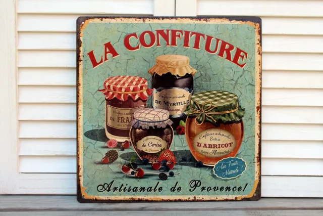 Nostalgia Letrero de Metal La Confiture Decoración Tartas Mermelada Tarros