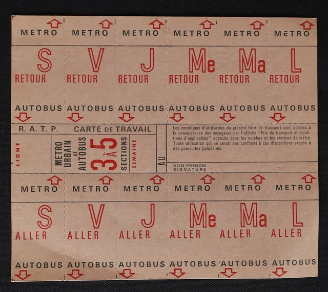 ANCIENNE CARTE HEBDOMADAIRE Métro GARE DE L'EST VERDUN Railway ticket RATP EUR 2,50 - FR