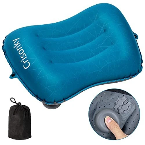 Camping Pillow - Inflatable Pillow - Pillows for Backpacking & Navy Blue
