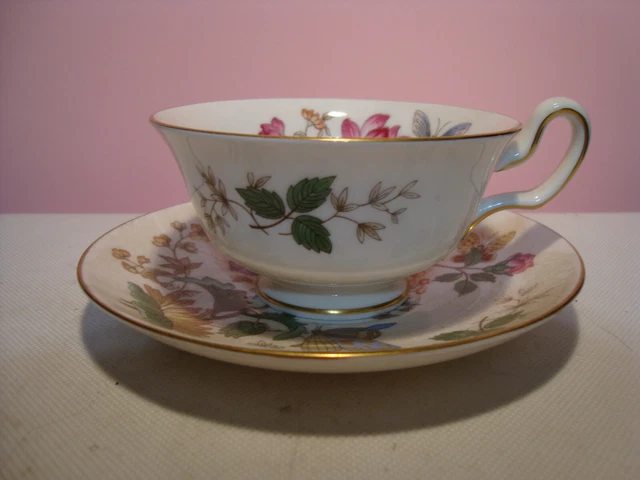 Wedgwood Charnwood  Bone China Cup and Saucer Set. Peony Pattern.