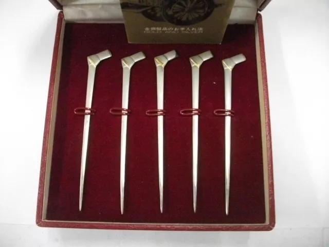 5 sets of a Japanese Sterling Silver snack factory toothpick. Japanese antique 2