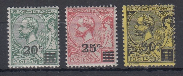 Monaco 1922 Freimarken mit Aufdruck Mi.-Nr. 51-53 ungebraucht *