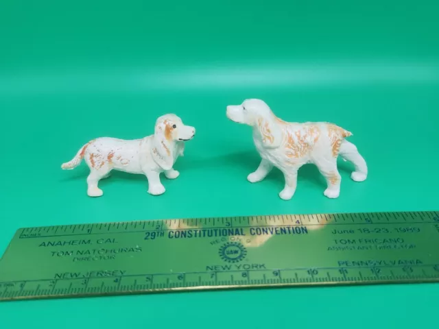 Vintage Basset Hound & Cocker Spaniel Rack Toy White Plastic Dog Mini Figure Lot