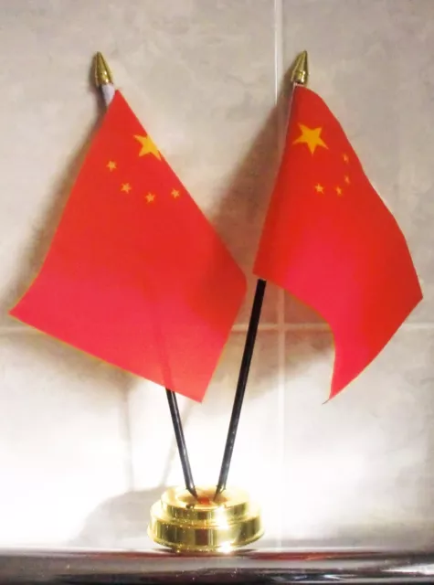 CHINA X2 TABLE FLAG SET 2 flags plus GOLDEN BASE CHINESE